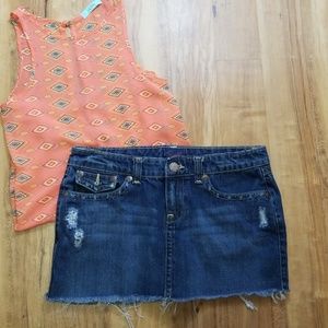 SOLD-Aeropostale Distressed Denim Mini Skirt